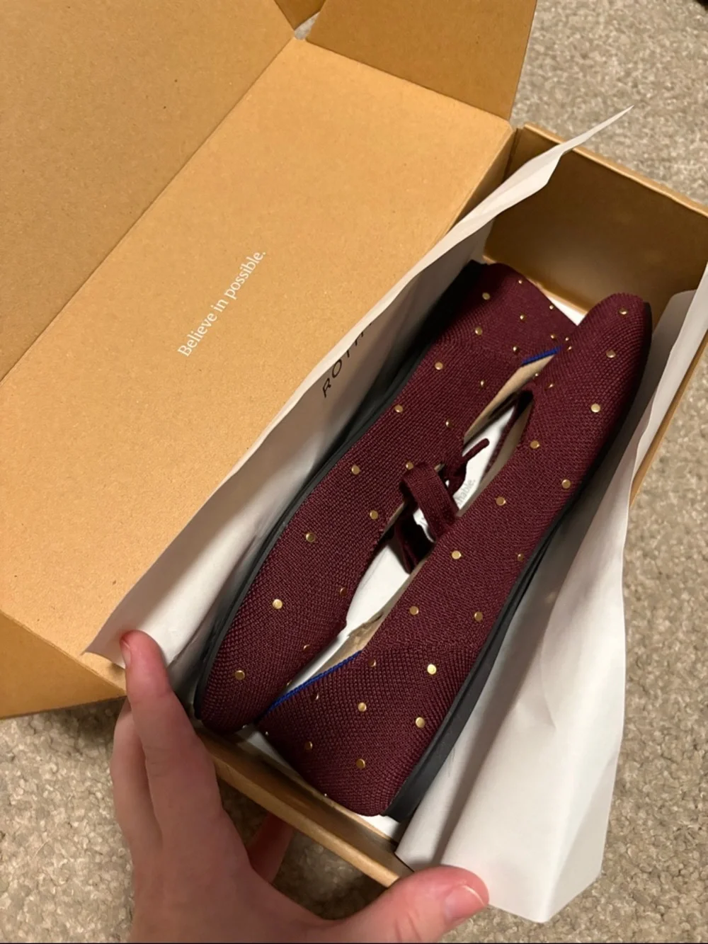 New - Rothy's The Square Mary Jane - Studded Syrah (Burgundy) 8.5 - Picture 4 of 5
